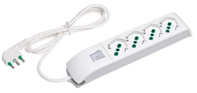 Multipresa 4 Posti Italiana Bipasso / Schuko Bianco
