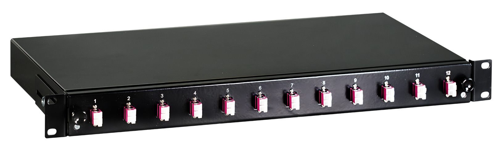 Cassetto Ottico 19'' con 12 bussole LC Duplex Multimodale OM4 Nero