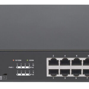 Switch Gigabit Ethernet PoE+ 8 porte con 2 porte RJ45 Uplink e display LCD