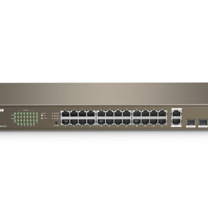 Switch 24 porte unmanaged 10 / 100Mbps con 2 porte Uplink Gigabit e 2 slot SFP