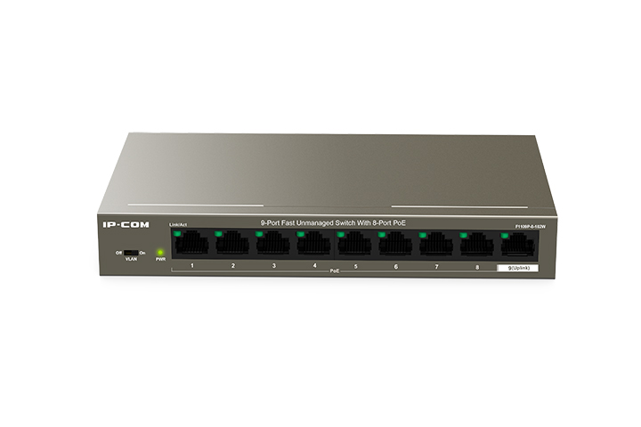 Switch desktop 9 Porte 10/100 Mbps con 8 Porte PoE