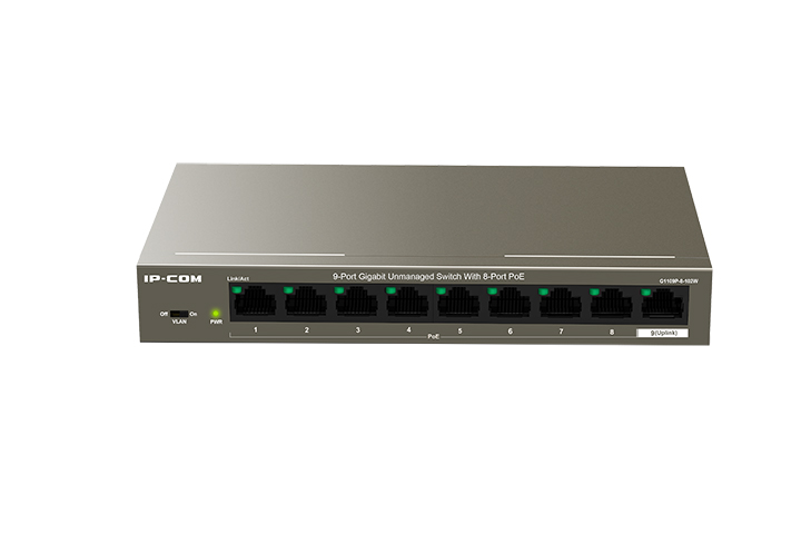 Switch 9 Porte Gigabit Desktop con 8 porte PoE+