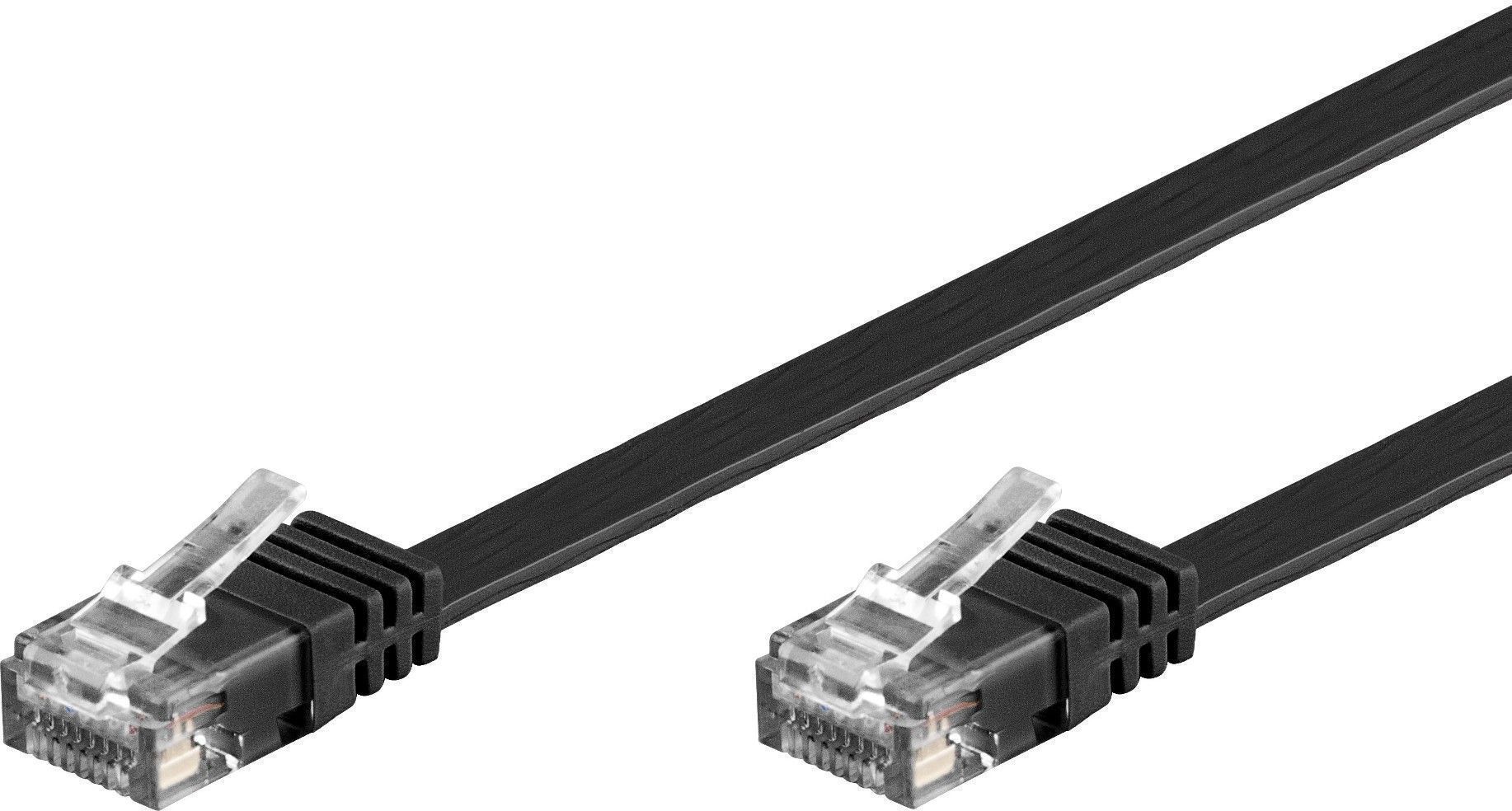 Cavo di Rete Patch Piatto in Rame Cat.6 Nero UTP 3m