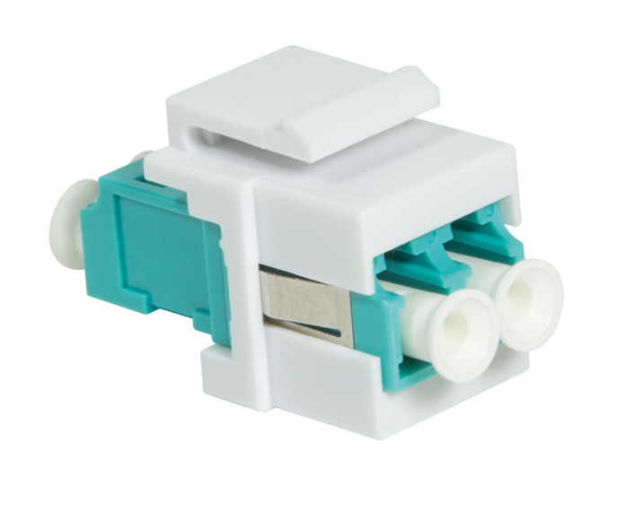 Giunto Fibra LWL LC Duplex per Installazione Keystone Acqua e Bianco