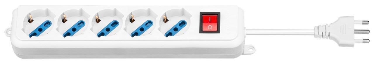 Multipresa 5 Posti Schuko con Interruttore Bianco