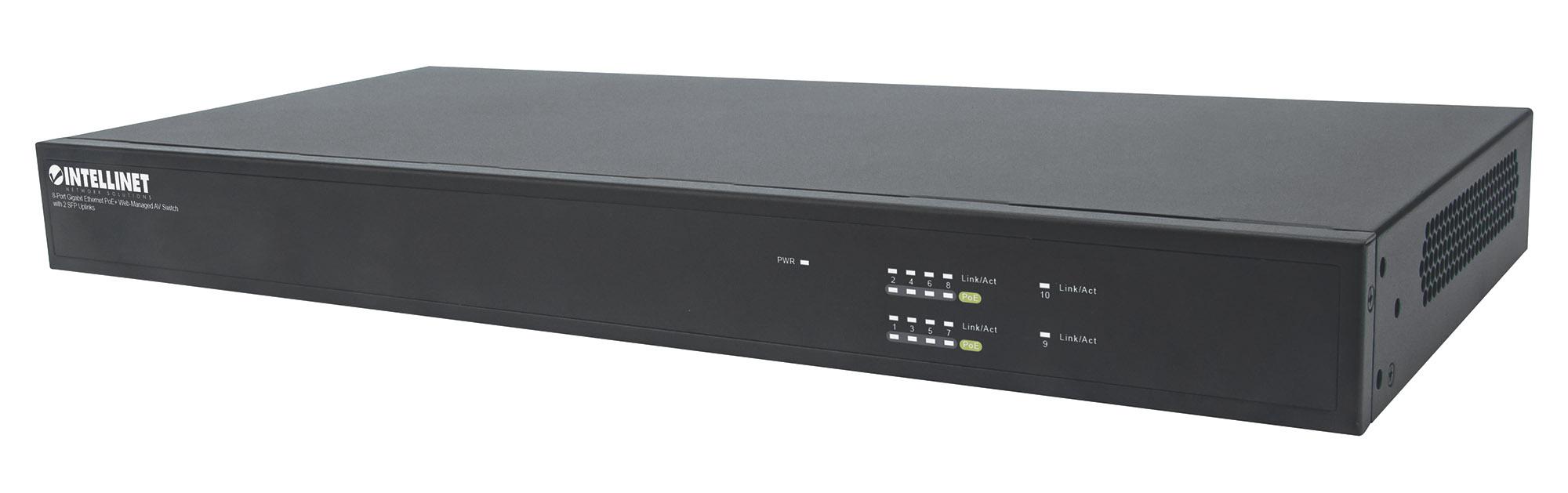 Switch AV Gigabit Ethernet PoE+ a 8 porte 2 SFP