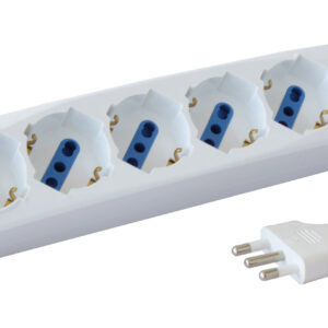 Multipresa 5 Posti Italiana Bipasso con 2 Prese USB