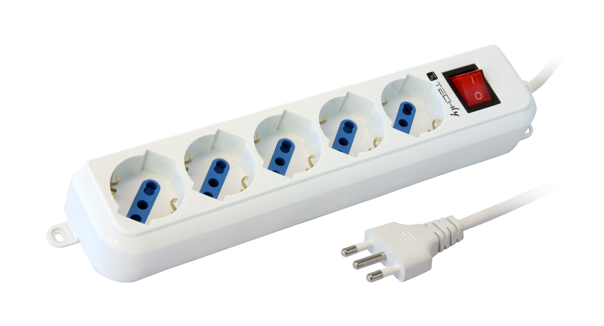 Multipresa 5 Posti Italiana Bipasso / Schuko Cavo 3m