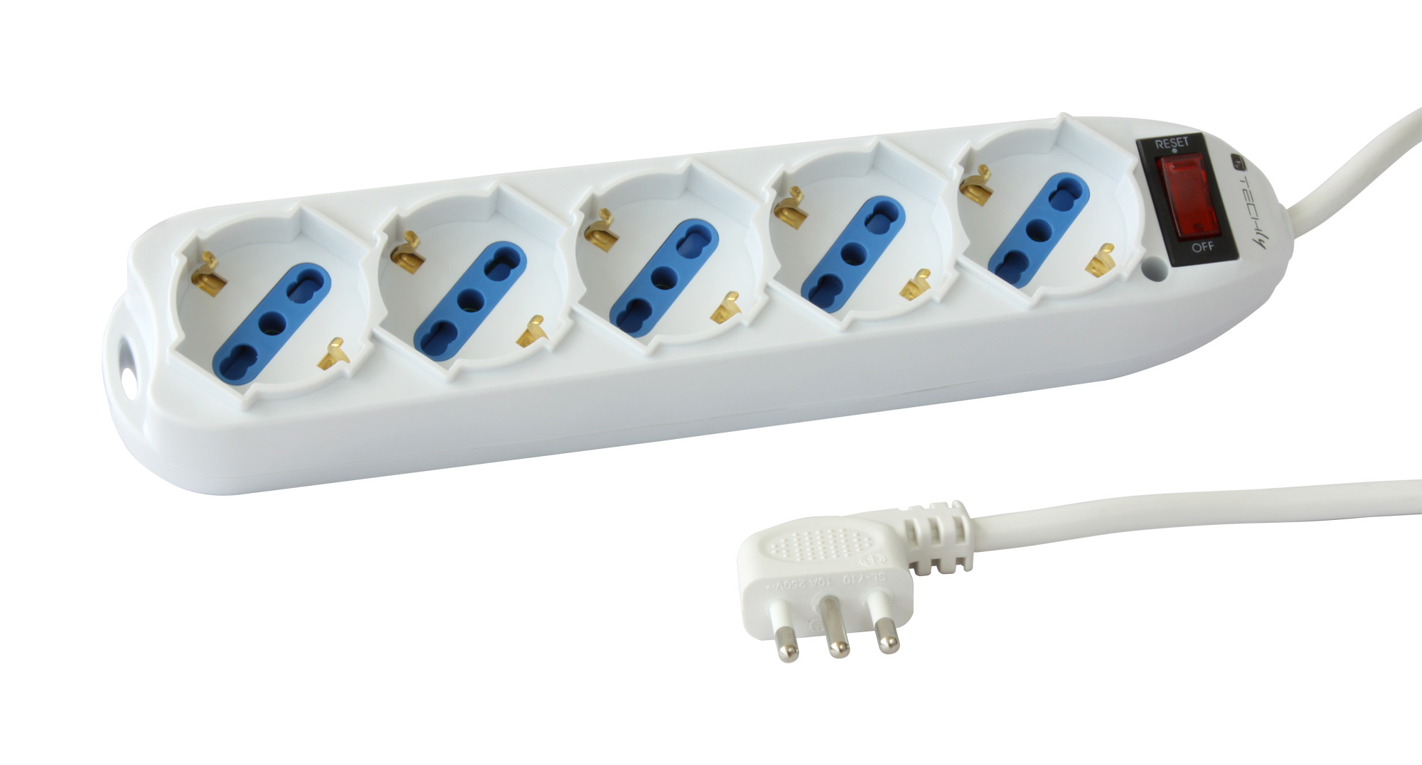 Multipresa 5 Posti Italiana Bipasso / Schuko con spina 10A