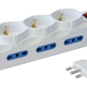 Multipresa 6 Posti Italiana Bipasso con 2 Prese USB Bianca