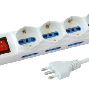 Multipresa 8 Posti Italiana Bipasso / 4 Schuko con Interruttore
