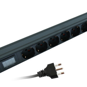 Multipresa da Rack 19'' 8 Posti con Misuratore Voltaggio e Amperaggio