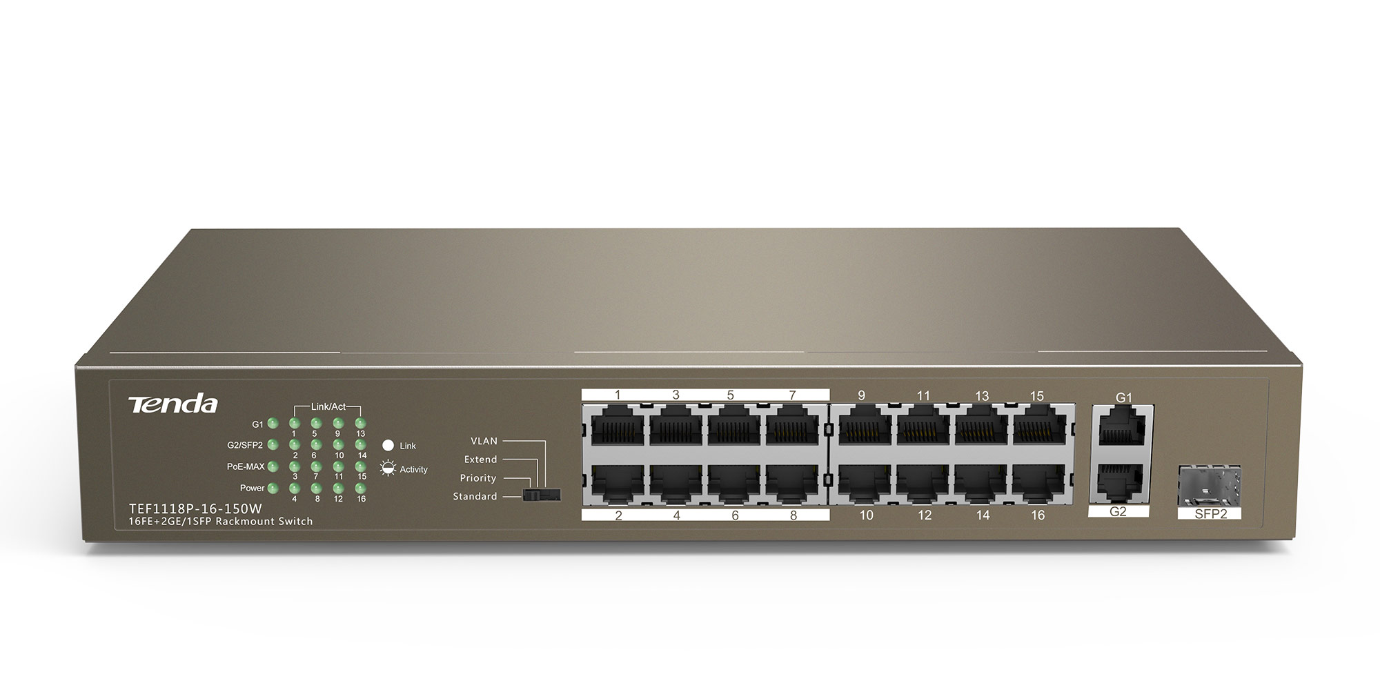 Switch 16 porte PoE 10/100Mbps + 1 porta gigabit e 1 slot SFP