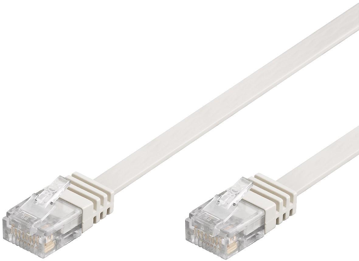 Cavo di Rete Patch Piatto in Rame Cat.6 UTP 0,5m Bianco